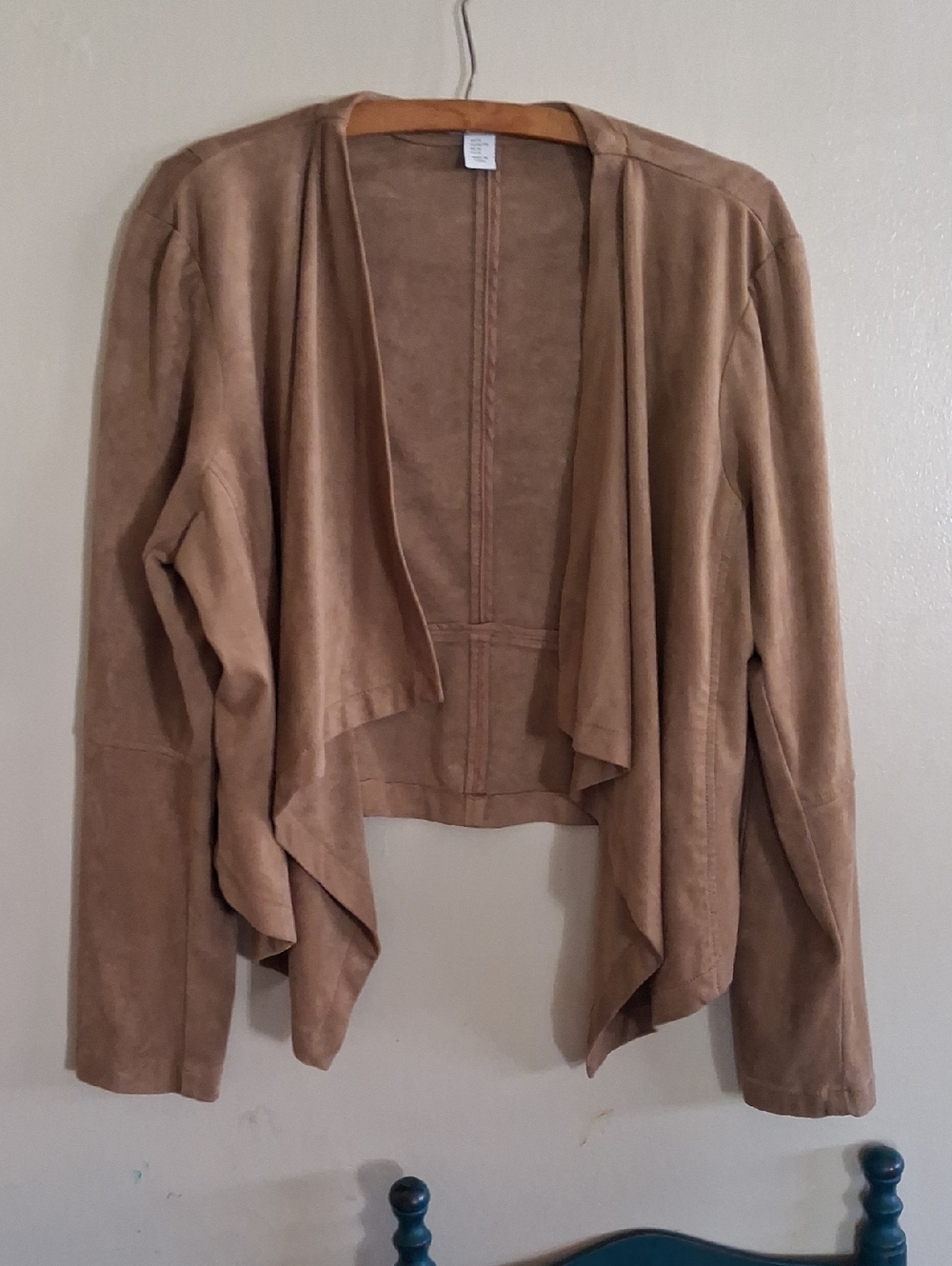 Katherine Barclay Tan Draped Open-Front Jacket
